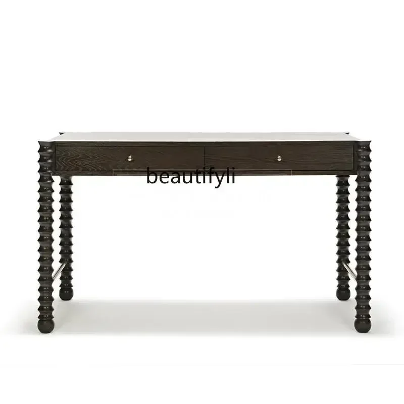 2003 French American simple solid wood desk home  oak black open lacquer computer desk writing desk