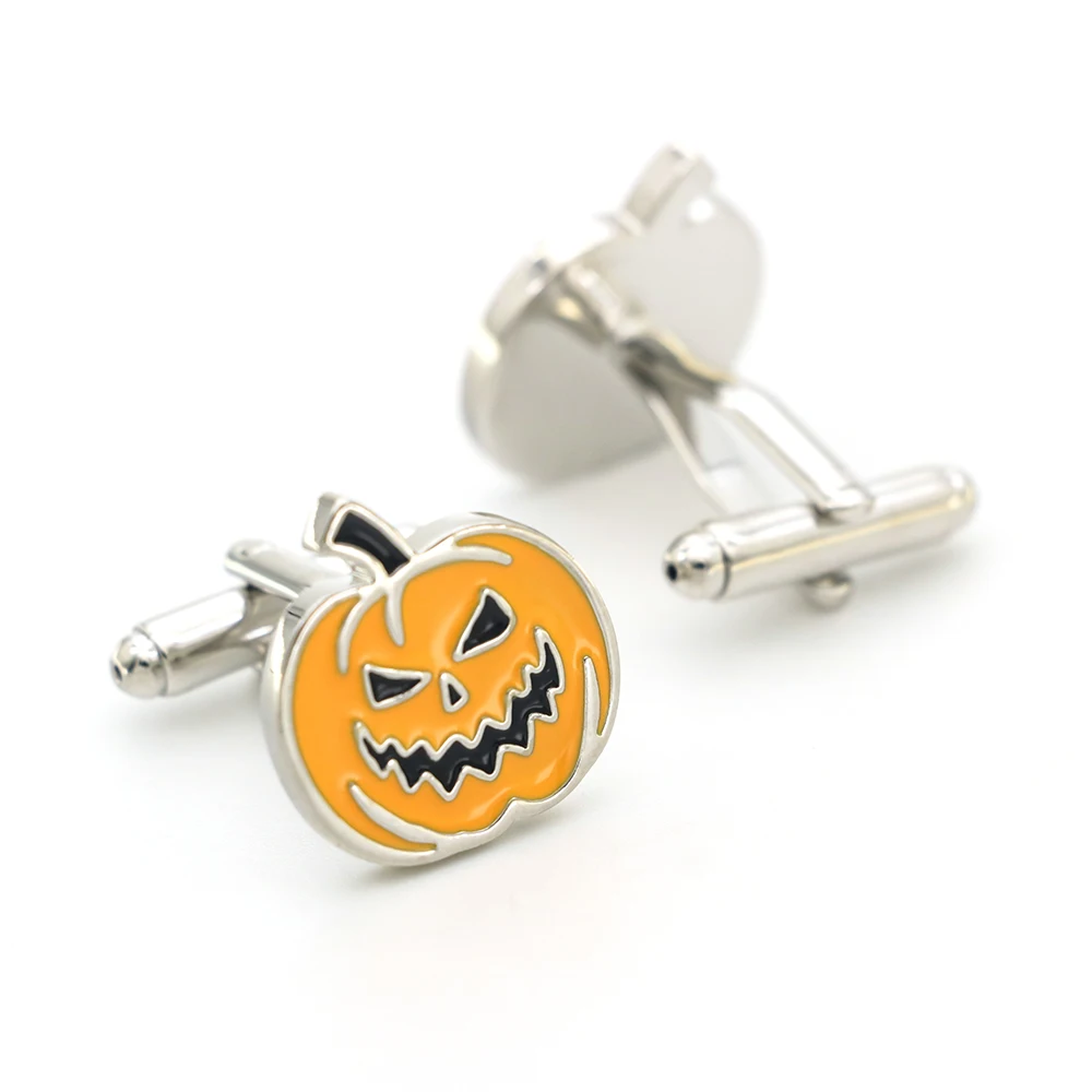 أزرار أكمام عصرية للرجال من iGame تصميم يقطين أصفر اللون جودة مادة نحاسية أزرار أكمام للهالوين بالجملة والتجزئة #3