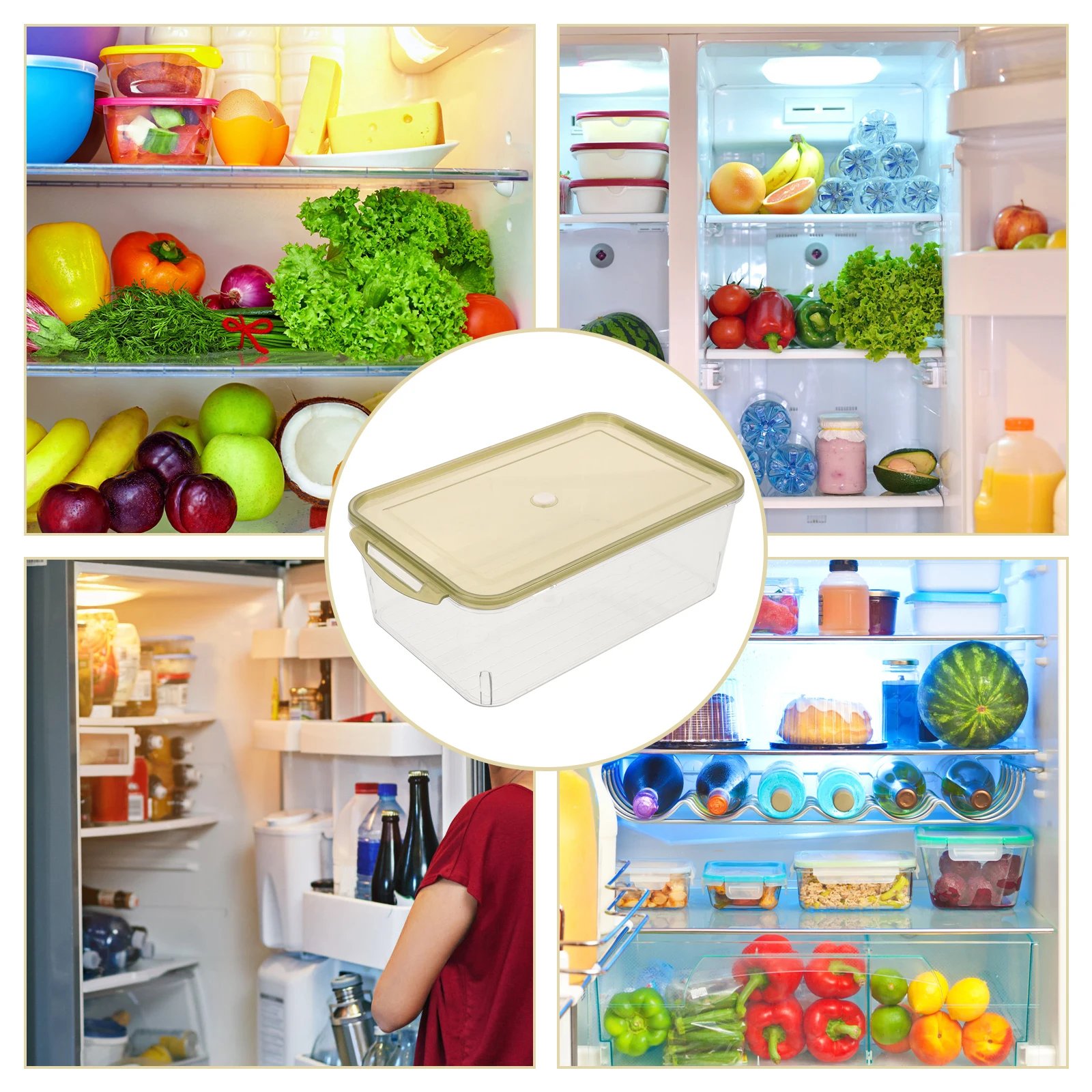 

Airtight Food Fridge Organizer Large Capacity Freezer Safe -20°C Solid Plastic For Adults Separate Grids Storage No Odor