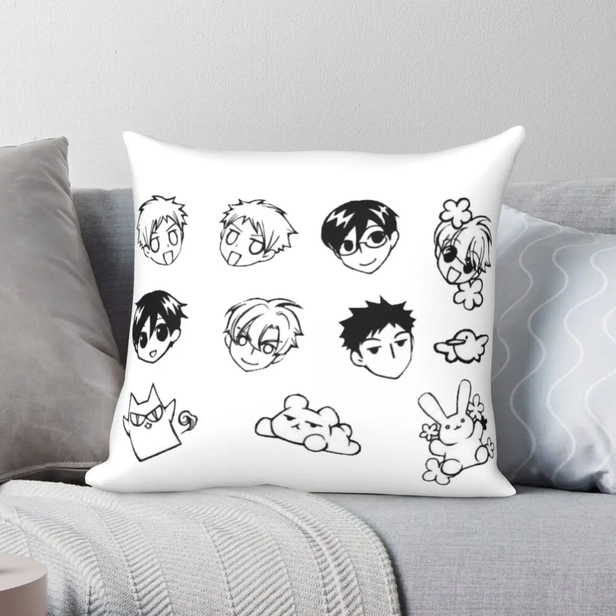 

Ouran Host Club Doodles Pillowcase Polyester Linen Velvet Pattern Zip Decor Home Cushion Cover 45x45