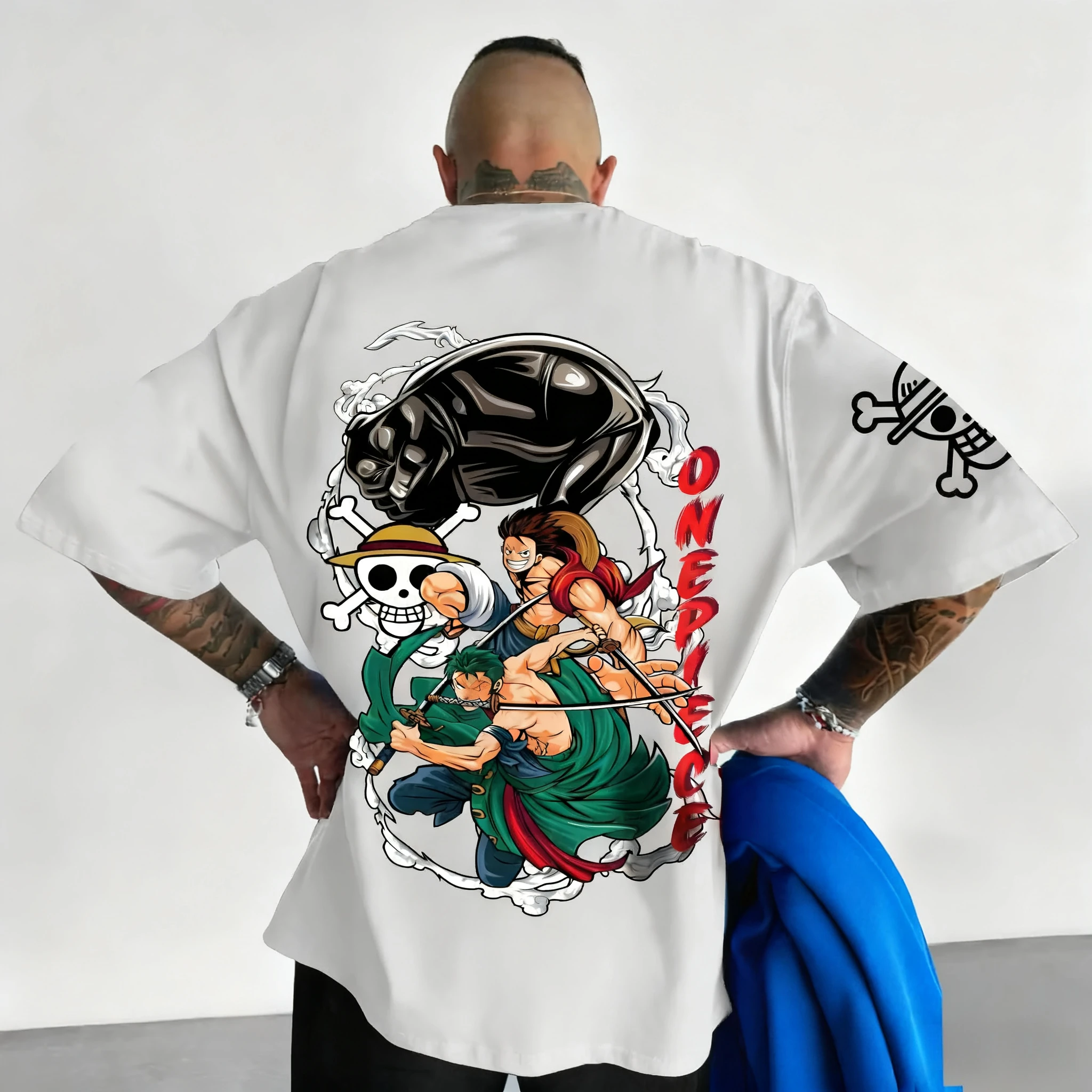 بانداي قطعة واحدة لوفي وزورو مطبوعة بأكمام قصيرة 2026 الصيف الرجال والنساء فضفاضة وتنفس ورياضية تي شيرت الموضة #1