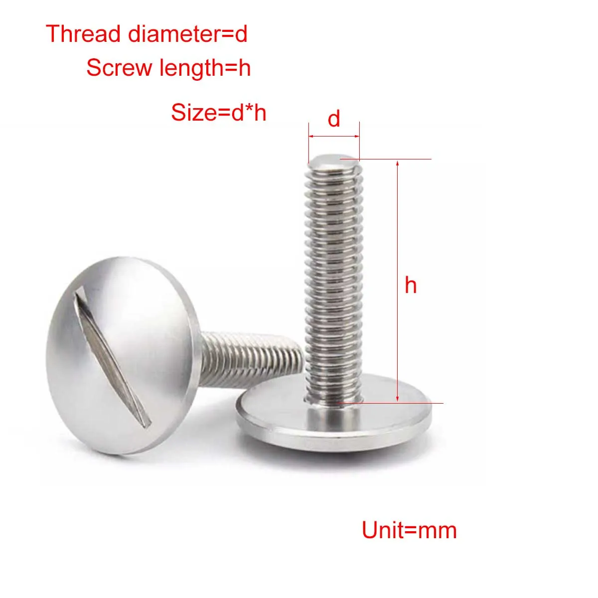 304 Stainless Steel Gb947 Flat Head Slotted Screw M2M2.5M3M5M6