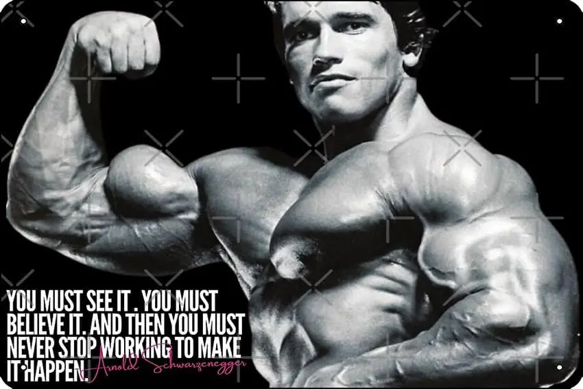 ARNOLD SCHWARZENEGGER - MAKE IT HAPPEN QUOTE Poster Metal Tin Sign 12 X 8 Inch Funny Man Cave Home Office Bar Decor