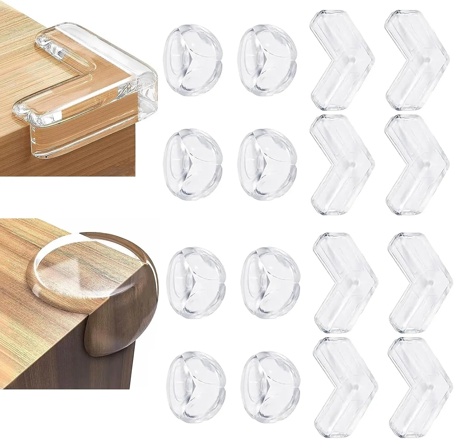 

16 PCS Corner Protector Baby, Clear Table Corner Guards, L and Ball Shape, Soft PVC, Furniture Edge Protectors