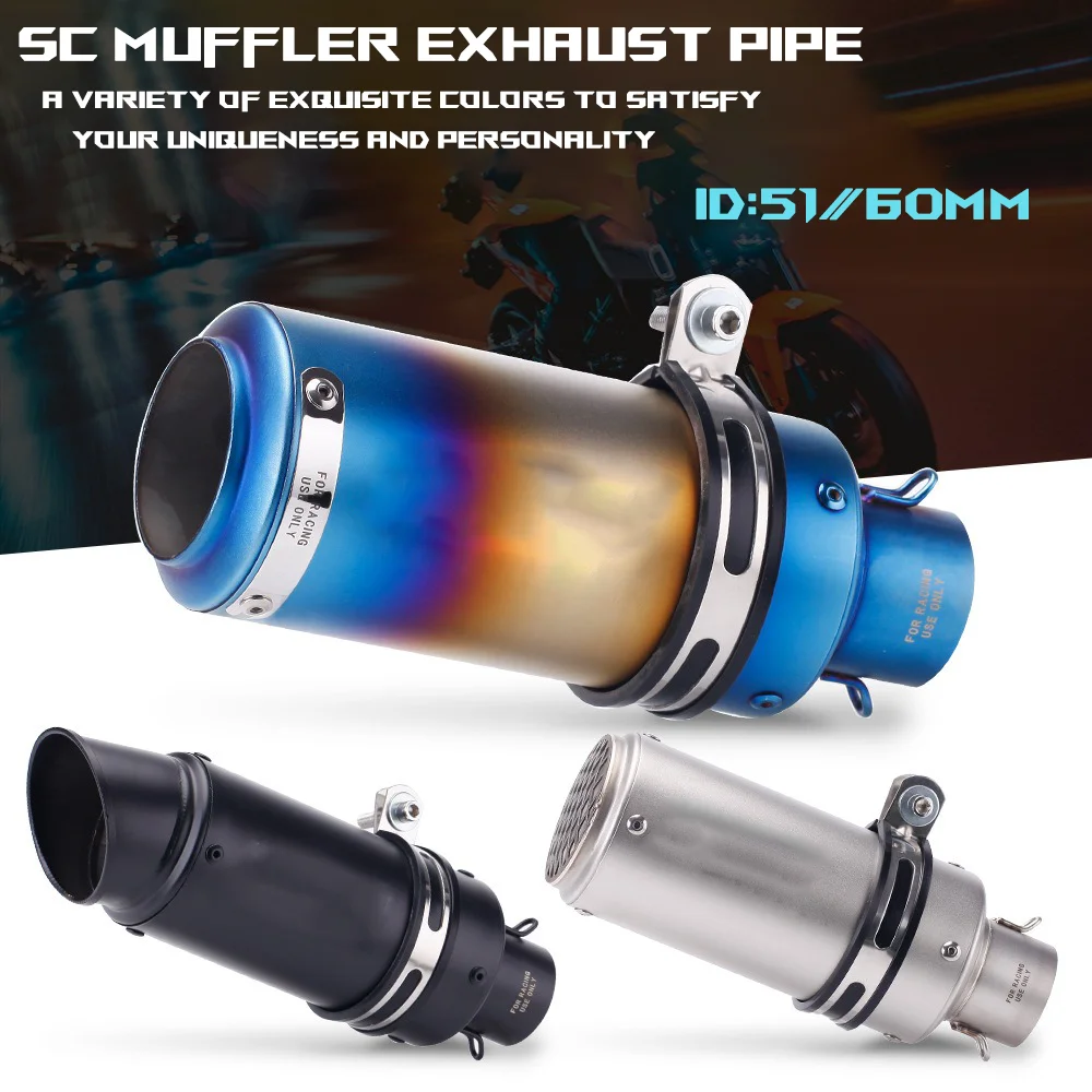 Stainless Steel round Exhaust Pipe Modification for Motorcycle SC Duct round Tube Suitable for 250SR Z900 DUKE390 R6 R1 Travel