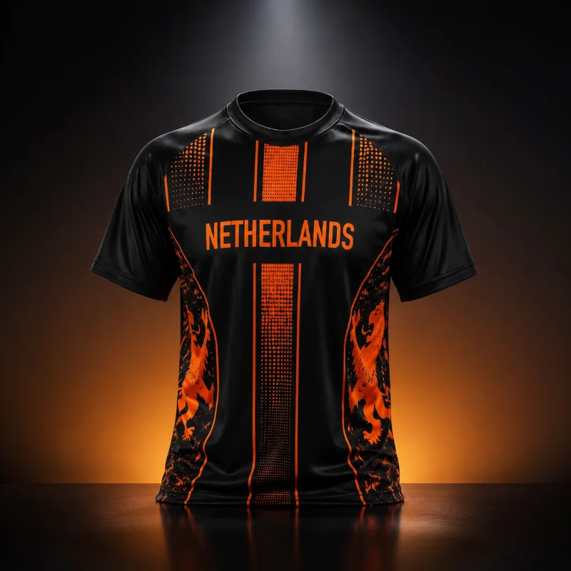 New 3D Printed Dutch Orange Vertical Stripe Football Jersey Size 10 Sports Top Comfortable Breathable Quick Drying Fan Gift