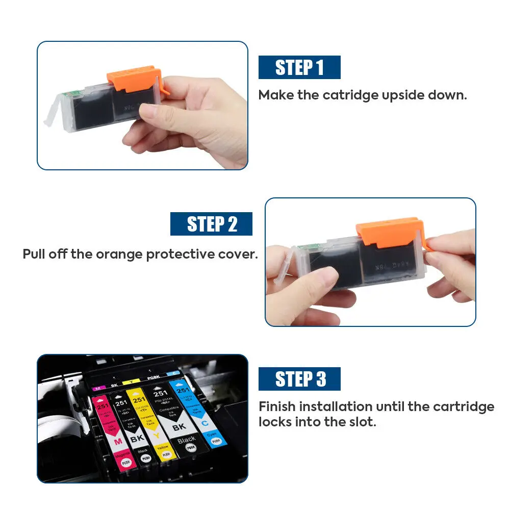 6PK PGI-250XL CLI-251XL Gray Ink Cartridge For Canon Pixma MG5420 MG7120 MG6320