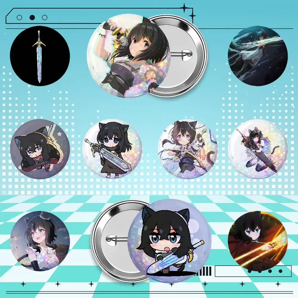 Reincarnated as a Sword Holographic Badge Pins 25/32/44/58/75mm Round Brooches Collection Souvenir Party Fan Gifts