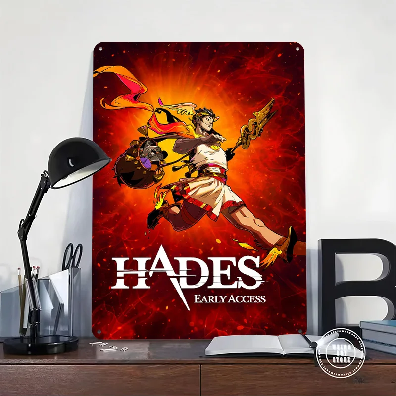 Hades Early Access Game Art Printed Poster Customized Wall Art Retro Vintage Metal Tin Signs for Gamer Decoration Bedroom Home