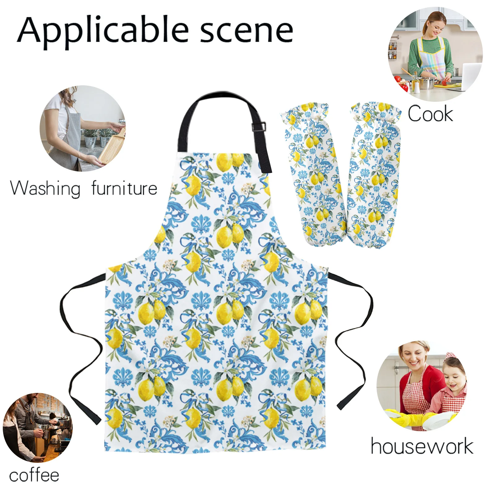 Lemon And Baroque Decoration Kitchen Apron for Woman Sleeveless Aprons for Cooking Home Cleaning Tool Aprons for Men