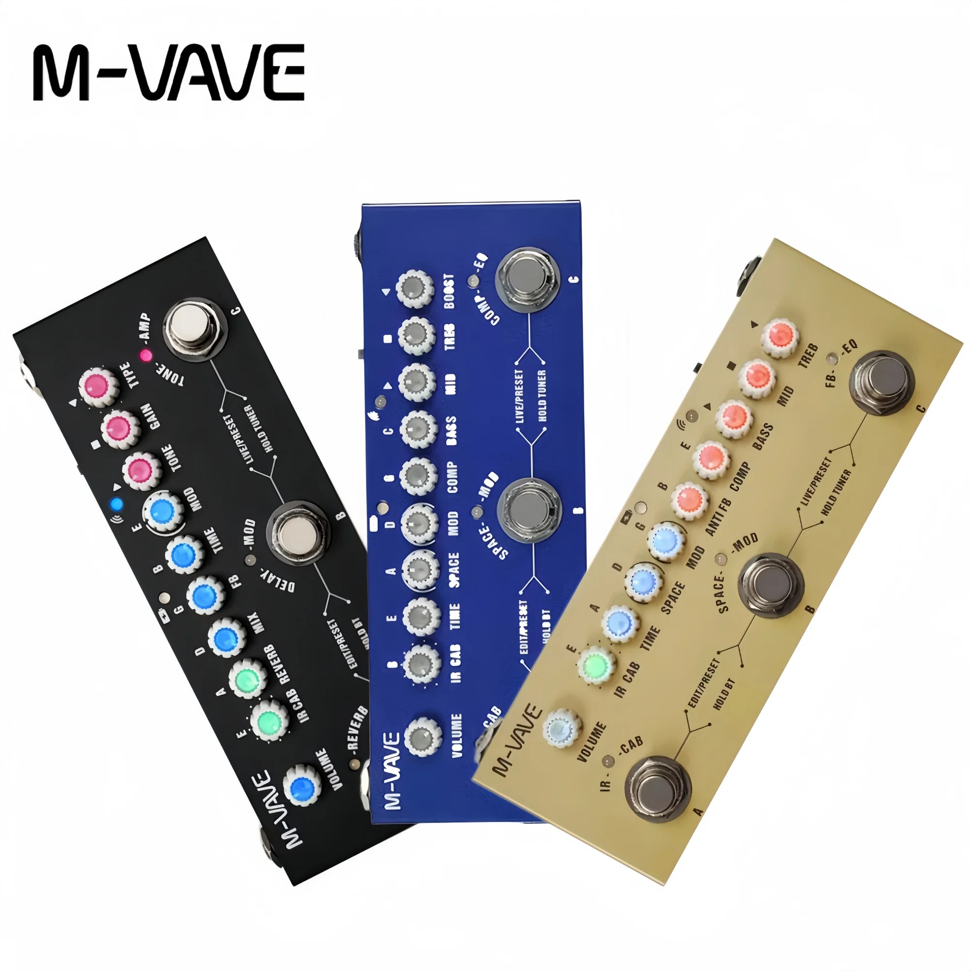 Pedal de Efectos para Bajo Eléctrico M-VAVE Cube BABY/AC, 8 IR Cabinets, Batería de 24H, Control Remoto DAW para Práctica de Bajo Eléctrico