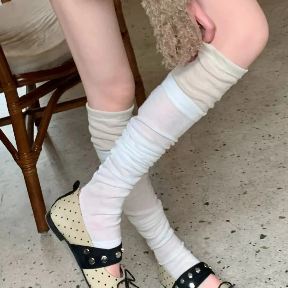 New Long Length Thin Slouch Socks Breathable Sun Protection Footed Socks Elastic Over-the-Knee Socks Women