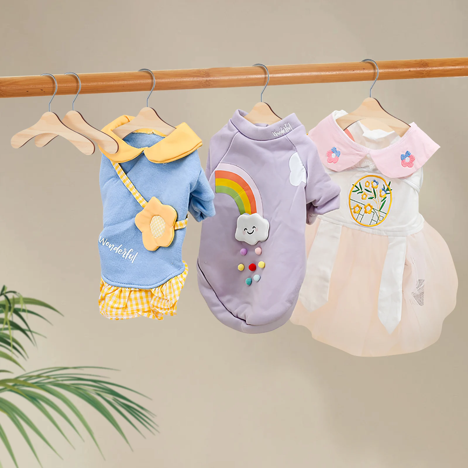 

10 Pcs Clothes Rack Durable Wooden Hanger for Dogs Outfits 17 5cm Portable Storage ganization Dog Pet Clothes Hanger Rack