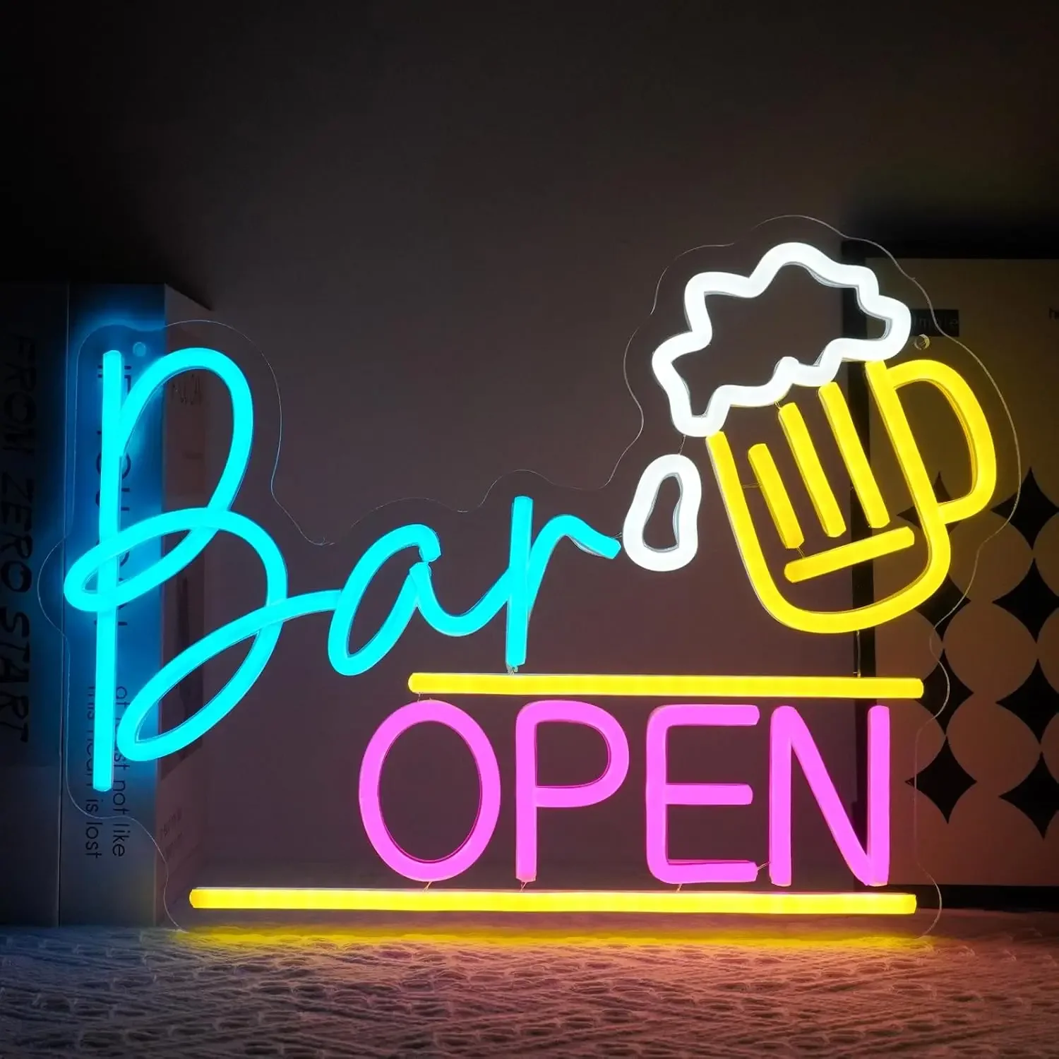 LED Bar Open Neon Sign Glowing Beer Beer Neon Lights Signs For Commercial Cafe Party Pub Hotel Man Cave Room Decor Dimmable