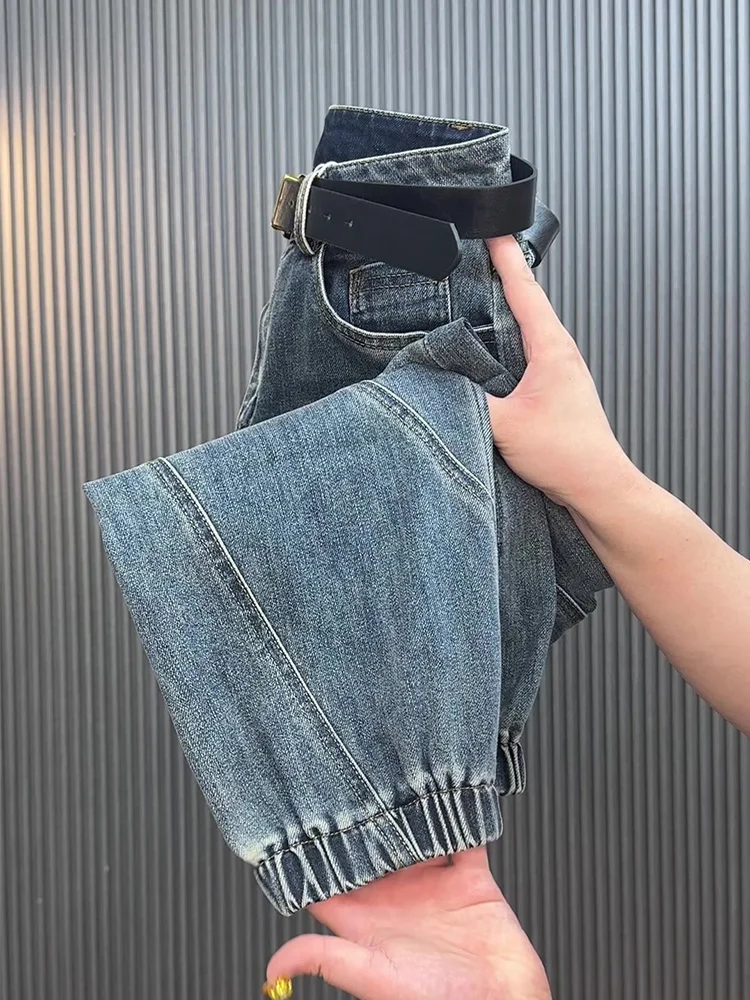 2025 Autumn New Korean Edition Jeans Women's Look Thin Elastic Versatile Fashionable Tight Leg Haren Nine Cropped Pants