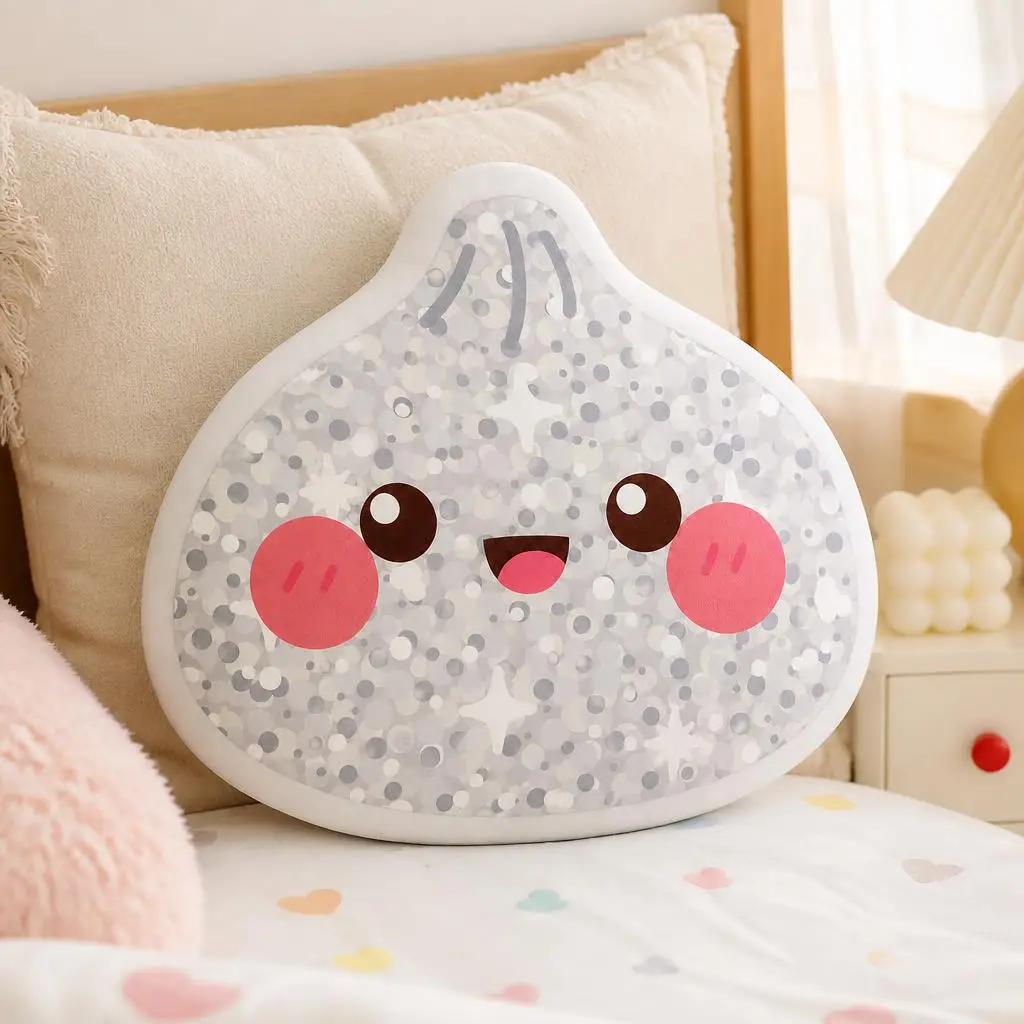 Dumpling Kawaii Cute Foodie Winter Plush Pillow Cushion Irregular Stuffed Throw Pillow Home Decor Gift Sofa Bed Couch