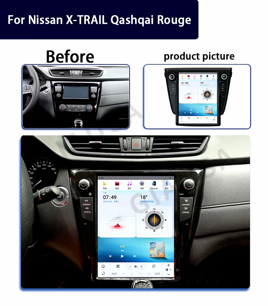 

Android 12 Car Radio For Nissan X-Trail 2013-2020 Car DVD Multimedia Player Screen GPS navigation Auto Stereo Recorder Head Unit