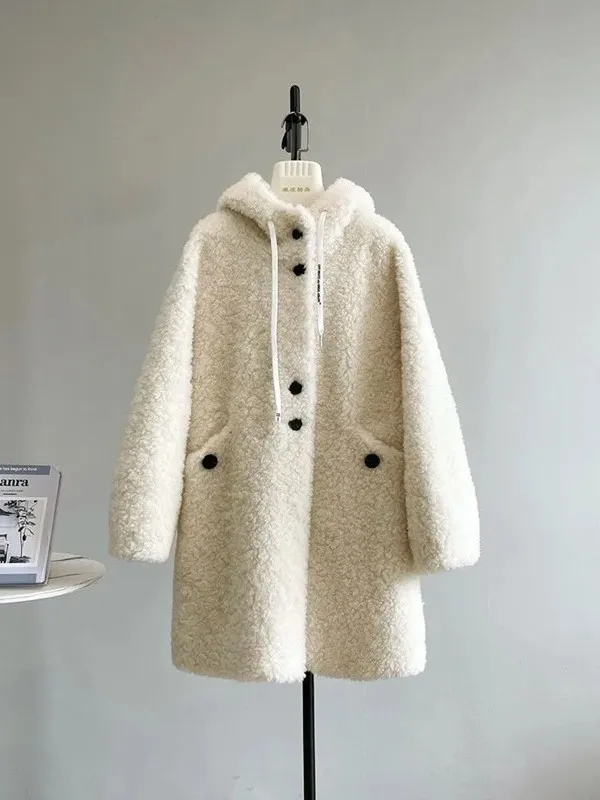 

plus Size Hooded Lamb Fur Jaet Casual Loose Cotton Coat for Men And Women Winter Faion Korean Sle Simulation Lamb Fur Vest