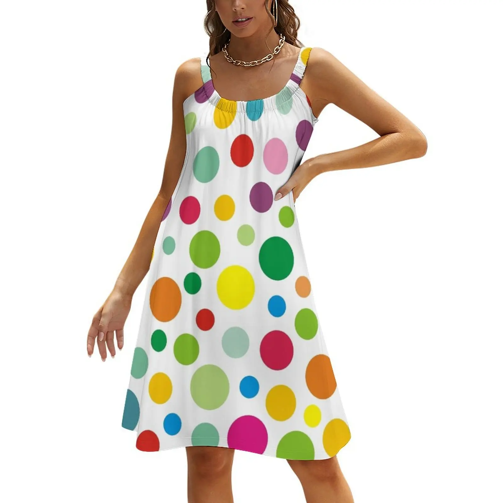 

Rainbow colorful polka dots Beach Sling Skirt dress for women summer long dress women Women long dress Bridesmaid woman