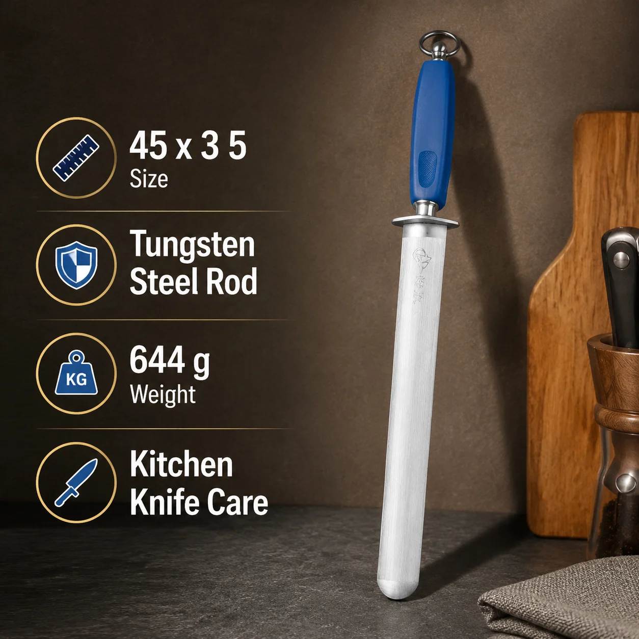 Professional Tungsten Knife Sharpening Steel Honing Rod For Chef Kitchen Knives Durable Long Lasting Blade Sharpener Tool