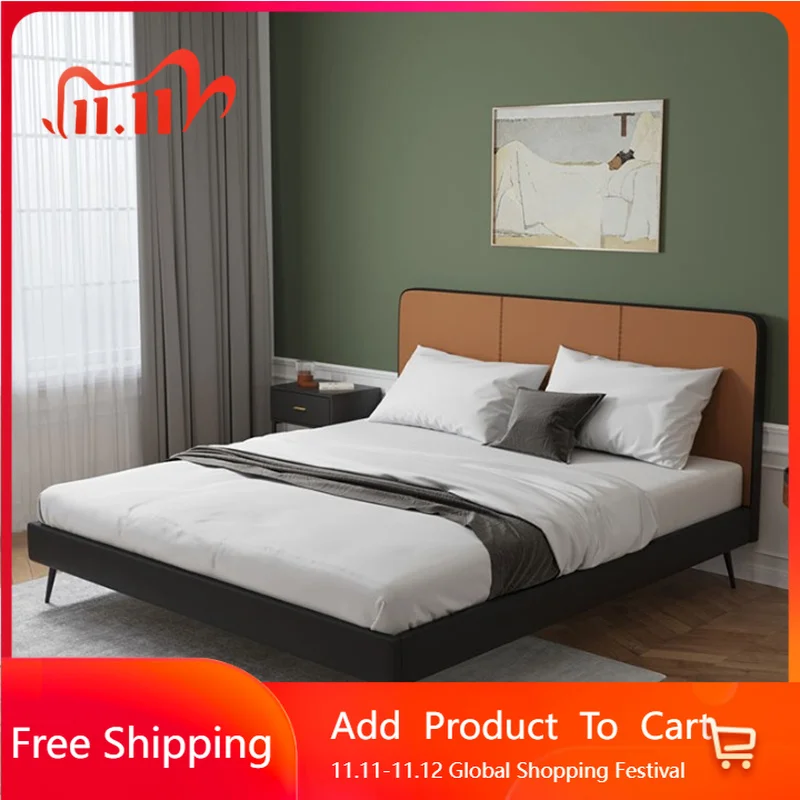 

Frame Wooden Bed Bedroom Headboards Modern Double Massage Bed Simple Platform Single Sleeping Letto Matrimoniale Patio Furniture