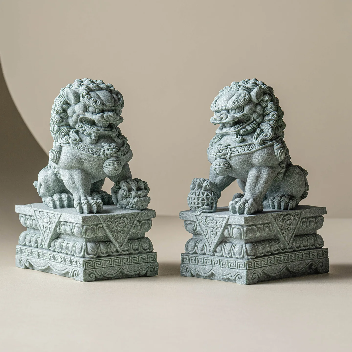 Porta di casa in pietra di sabbia blu in stile cinese, leone, paesaggio, casa di città, esorcismo e evasione, ornamento, portico, decorazione per ufficio