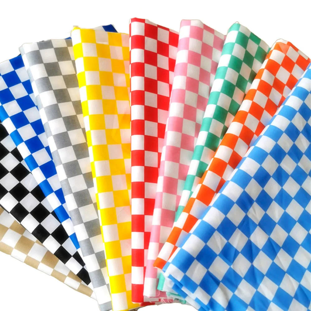 High Quality Pure Cotton Checkered Pattern Fabric 160x50cm Twill Cloth DIY Sewing for Dresses Children Clothes Pajamas Handcraft