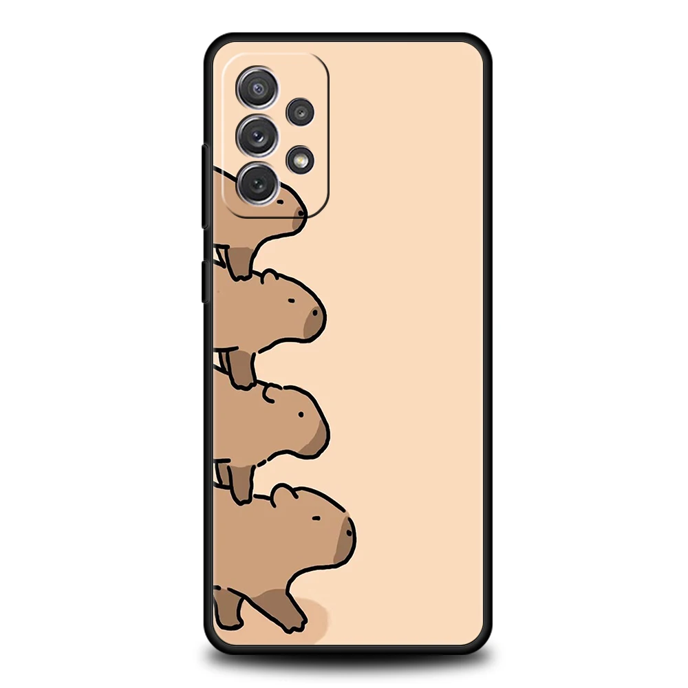 Cartoon Capybara Phone Case for Samsung Galaxy A15 A14 A25 A54 A34 A51 A71 A72 A73 A32 A52 A52S A11 A21S A31 A41 5G Soft Shell