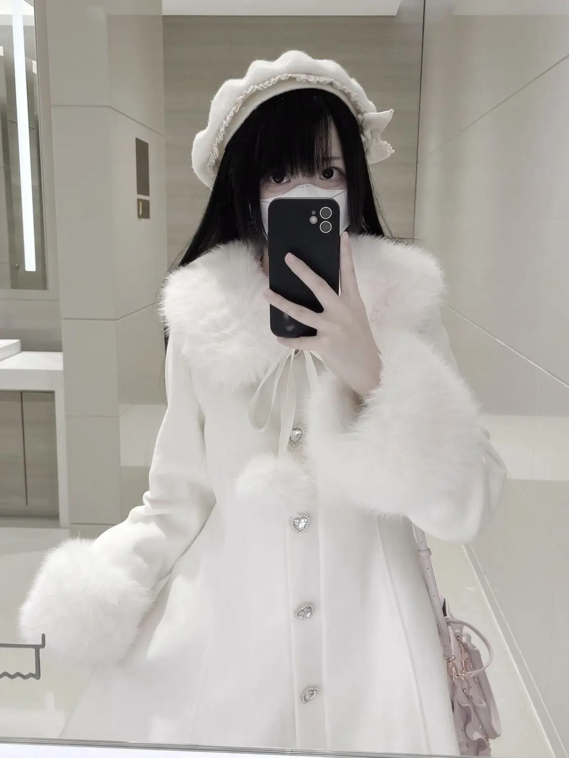 

Japanese Kawaii Lolita Coat Faux Fur Women Casual Long Sleeve Elegant Coat Sweet Girl Harajuku Y2k Autumn Winter Women Clothing