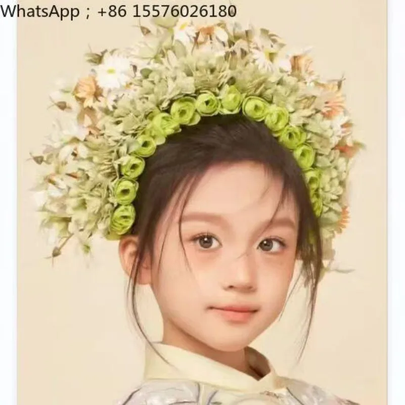 Children's Imitation Hairpin Hanfu Garland Hair Accessories Hairpin Flower Hair Accessories EthnicStyle Shooting Flower Headband