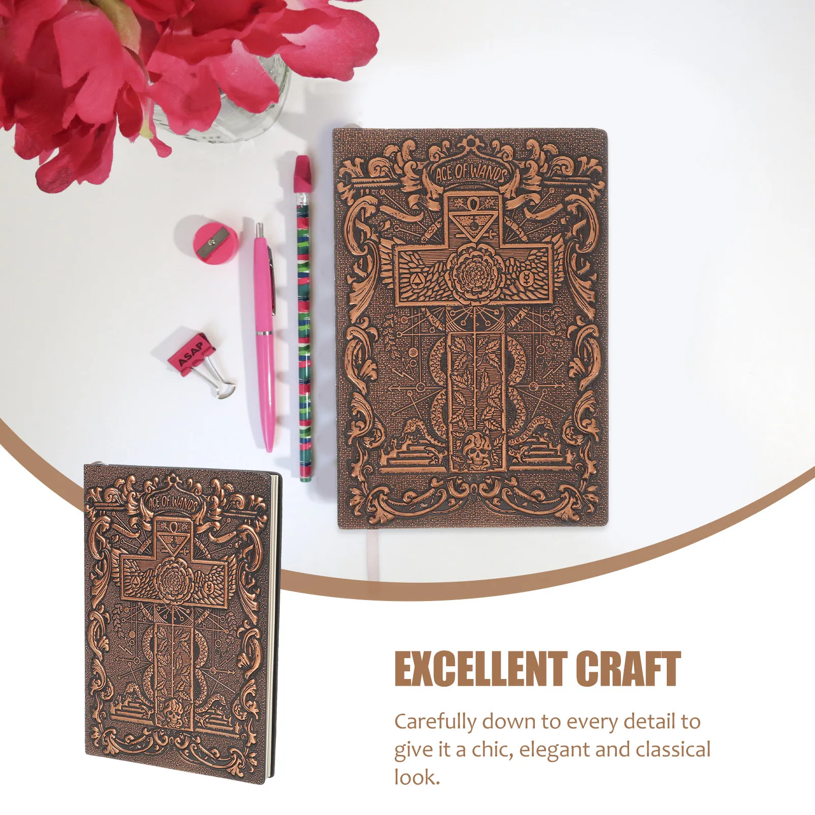Vintage PU Cover Journal Sketchbook Retro Notebook Travel Diary Embossed Journal Writing Book for Men