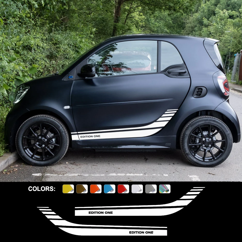 

2 шт. наклейки на боковую дверь автомобиля, графические полосы, виниловая пленка, наклейки, аксессуары для автотюнинга для Mercedes Benz Smart Fortwo Forfour