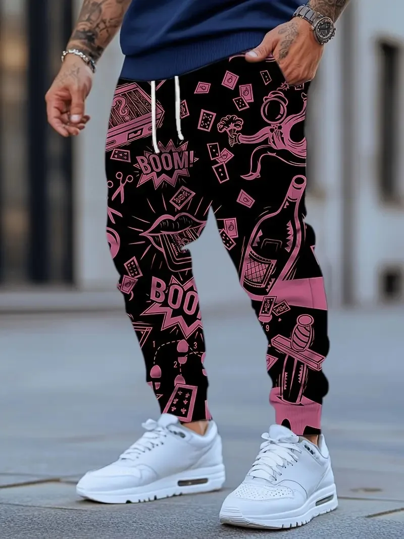 

Новые мужские брюки на осень 2025 года — уличная мода, повседневная и простая с 3D-принтом букв для комфорта.