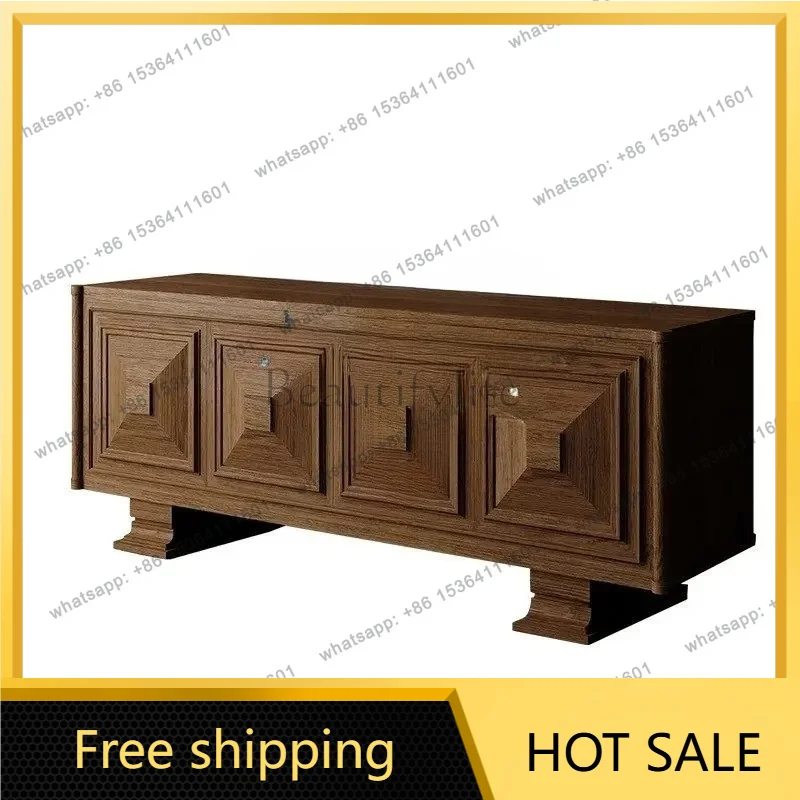 PG American solid wood TV cabinet,against the wall, entrance cabinet partition, household retro log dining side storage cabinet