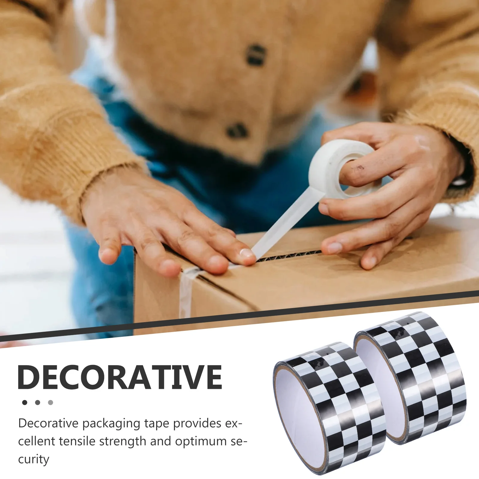 2 ロールシールテープヘビーデューティ市松多機能包装パッケージ出荷用詰め替えボッププリントステッカー接着剤