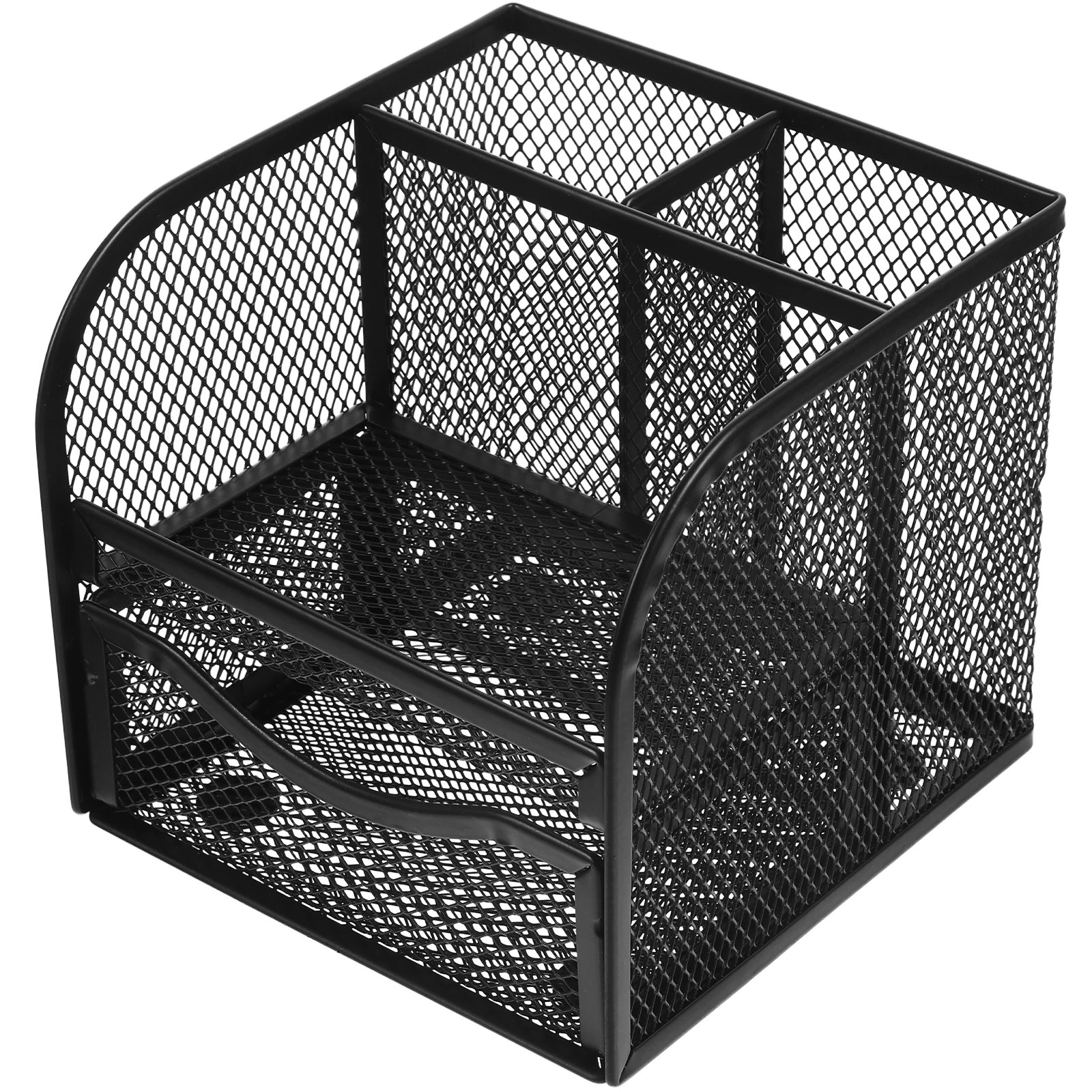 เหล็กผู้ถือปากกาสํานักงานสําหรับโต๊ะตะกร้าเดสก์ท็อปอุปกรณ์เสริม Penholder โลหะตาข่ายถ้วย Organizer