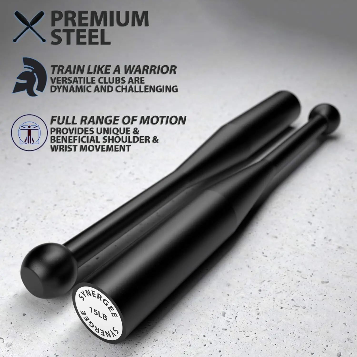 Exercise - Steel Indian Clubs in 1lb, 2lb, 5lb, 10lb & 15lb for Grip and Forearm Strength Training, Sold in Pairs