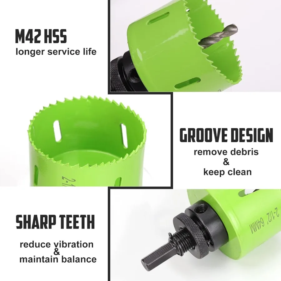 Set Mata Bor Lubang 18 Buah BiMetal, Mata Bor Lubang Tugas Berat dengan Kotak Penyimpanan, Ideal untuk Papan Cornhole Logam, Kayu, Plastik