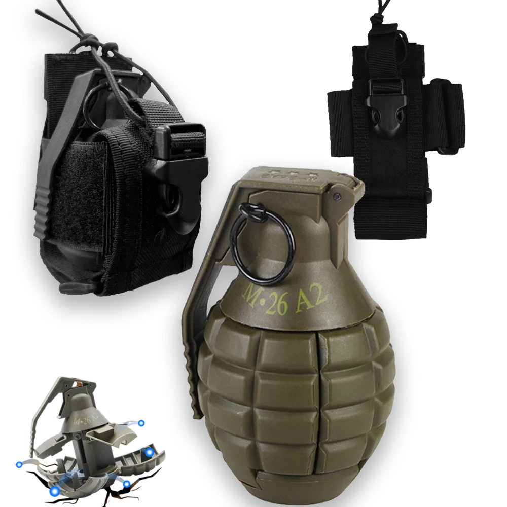 Tactical Grenade Model Set with MOlle Grenade Bag & Airsoft Burst Grenade Model, for Airsoft Paintball War Game Tactical Grenade