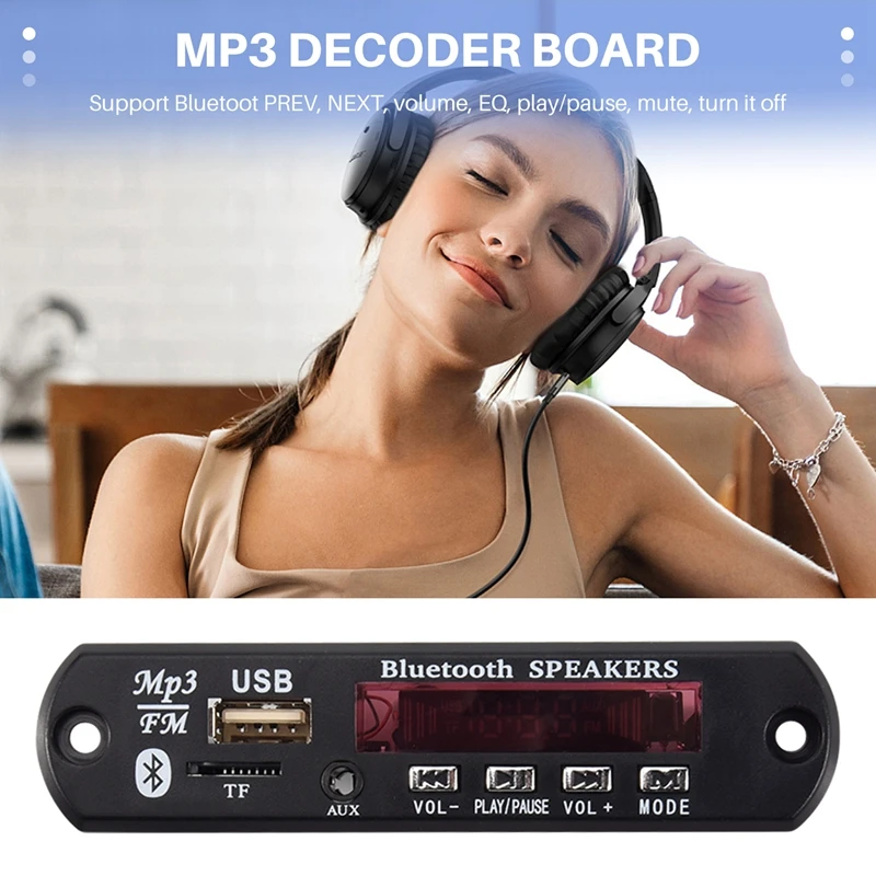 Bluetooth 5.0 MP3 Decoder Board DC 5V 12V Car FM Radio Module Support TF USB AUX For Car Phone