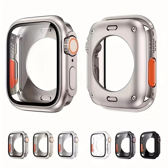 Zmień na Ultra Full Protector Case dla Apple Watch 45 46 44mm Szkło hartowane na ekran dla IWatch Series 10 9 8 7 6 SE 5