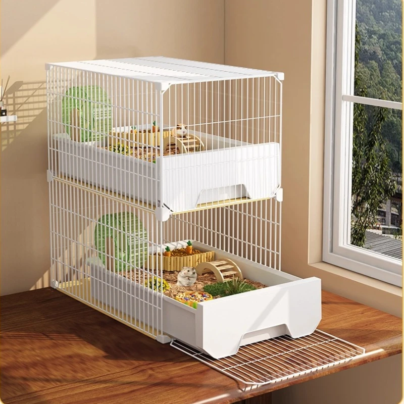 Large Hamster Cage with Easy-Clean Drawers Luxury Villa Habitat Spacious Rodent Enclosure Landscape Design Dedicated Pet Home