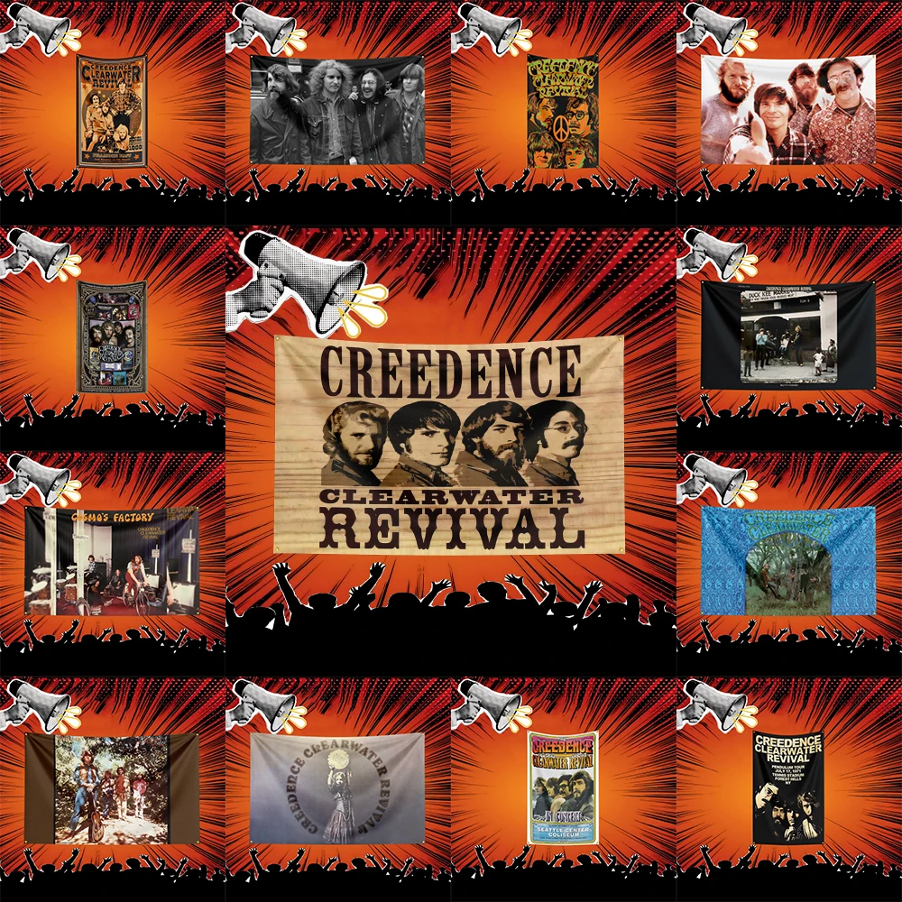 Creedence Inspired Rock Music Flag 3x5 FT Polyester Banner For Bedroom Wall Decor Music Fans Gift