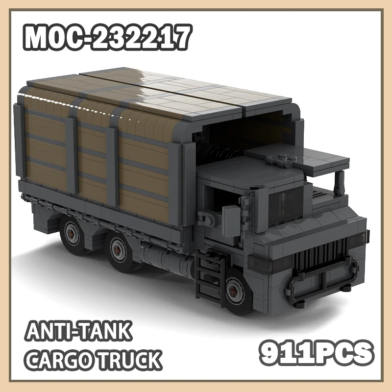 

Грузовой грузовик с защитой от танка, 911 шт., модель строительного блока, кирпич, креативная модель, набор для концепции военной войны, креативные подарки MOC-232217