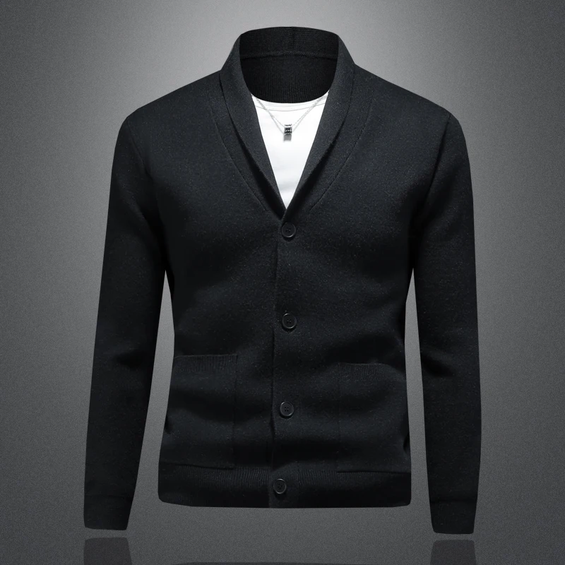 

Men's Slim Fit Knitted Cardigan Sweater Jaet Stand Collar Casual Versatile Trendy Brand Top Button up Long Sve Breathable