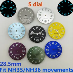 High Quality NH35/NH36 dial Watch dial S dial Blue luminous dial Suitable for NH35 NH36 movement watch accessories Watch repair