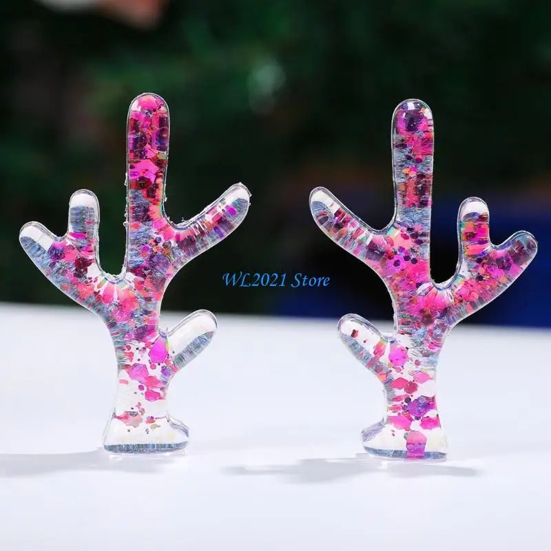 G5GC شجرة فرع الأيائل دبوس الشعر قالب سيليكون الايبوكسي باريت قالب العقيق قالب كريستال