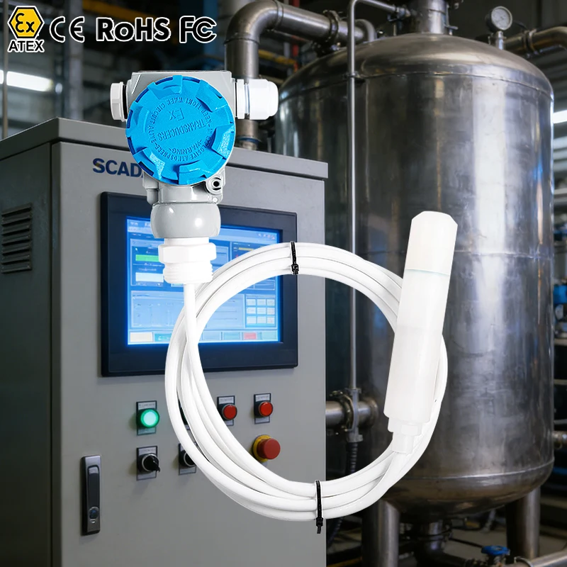 Rs485 Level Meter 4-20ma diesel tank Water Level Sensor IP68 Ss304 Lcd Display Submersible Level Sensor with Light Column Meter