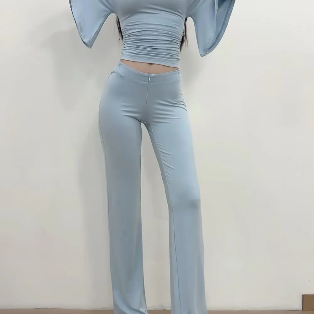 Comodi pantaloni sportivi a gamba dritta da donna Fitn Yoga Pilates Pantaloni con cerniera Pantaloni lunghi Street Sle Vita bassa