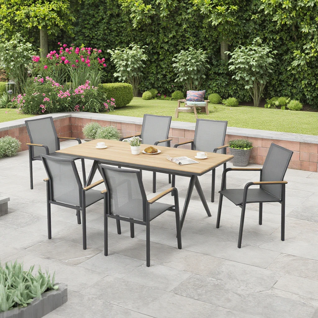 

Дешевый уличный набор из 6-х предметов, тканевый набор уличной мебели, стул для ресторана, набор мебели для патио, журнальный столик и стул